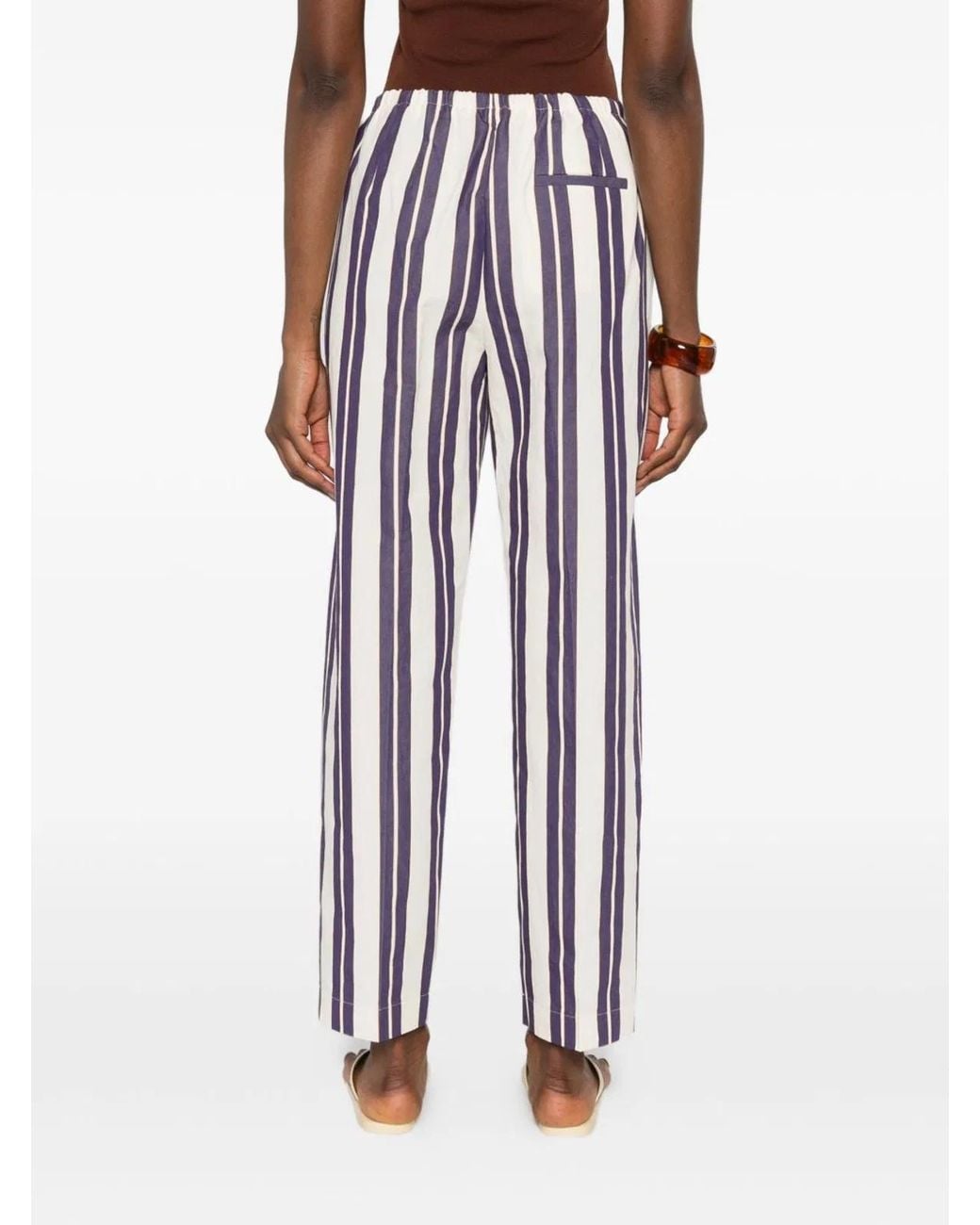 Forte_forte White Striped Drawstring Trousers