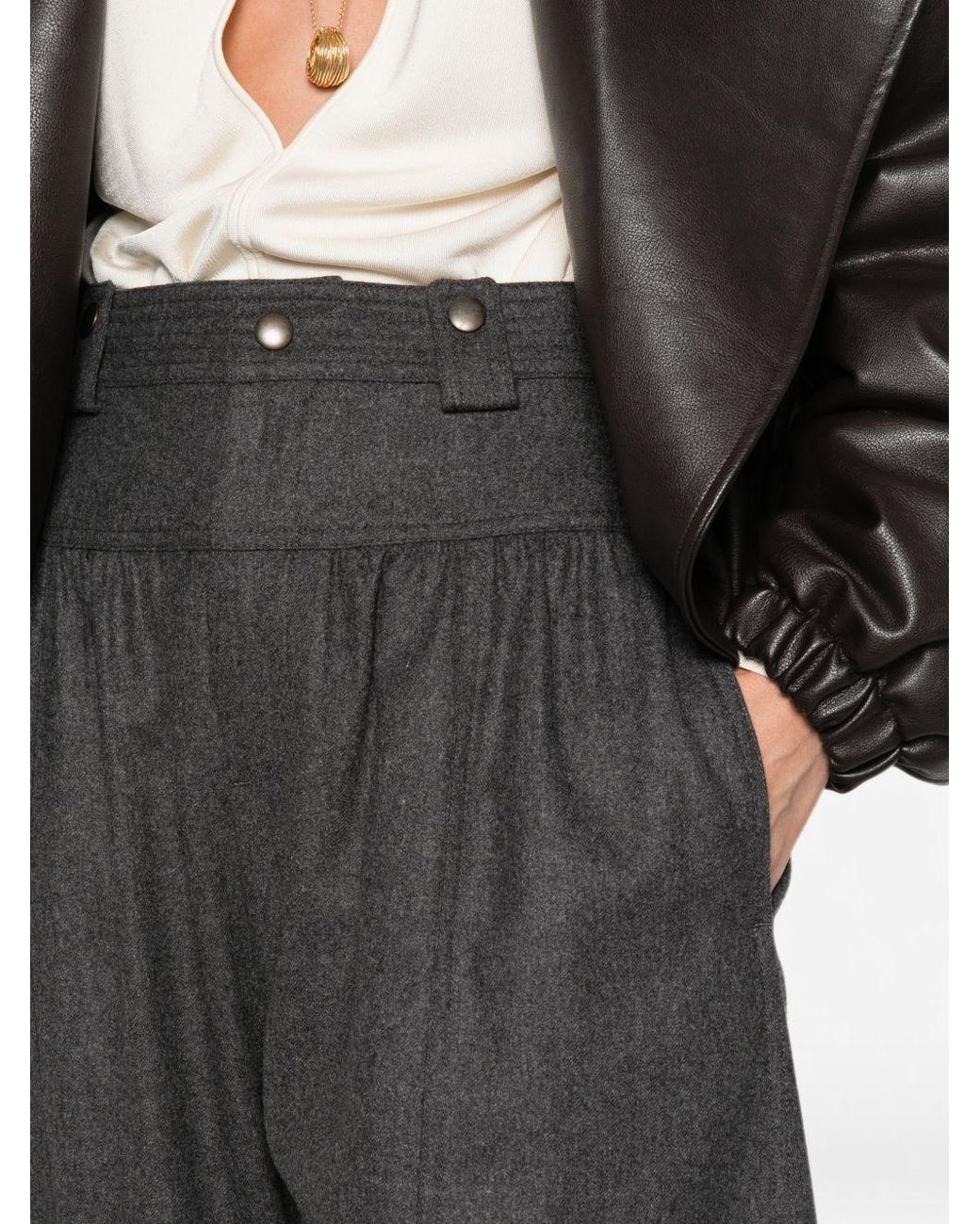 Chloé Gray Barrel Wide Leg Trousers