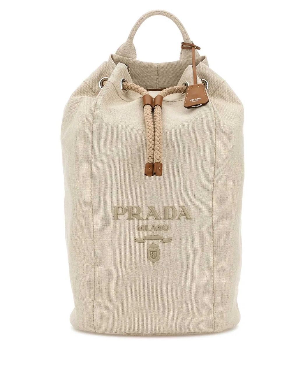 Prada Natural Sand Canvas Backpack for men
