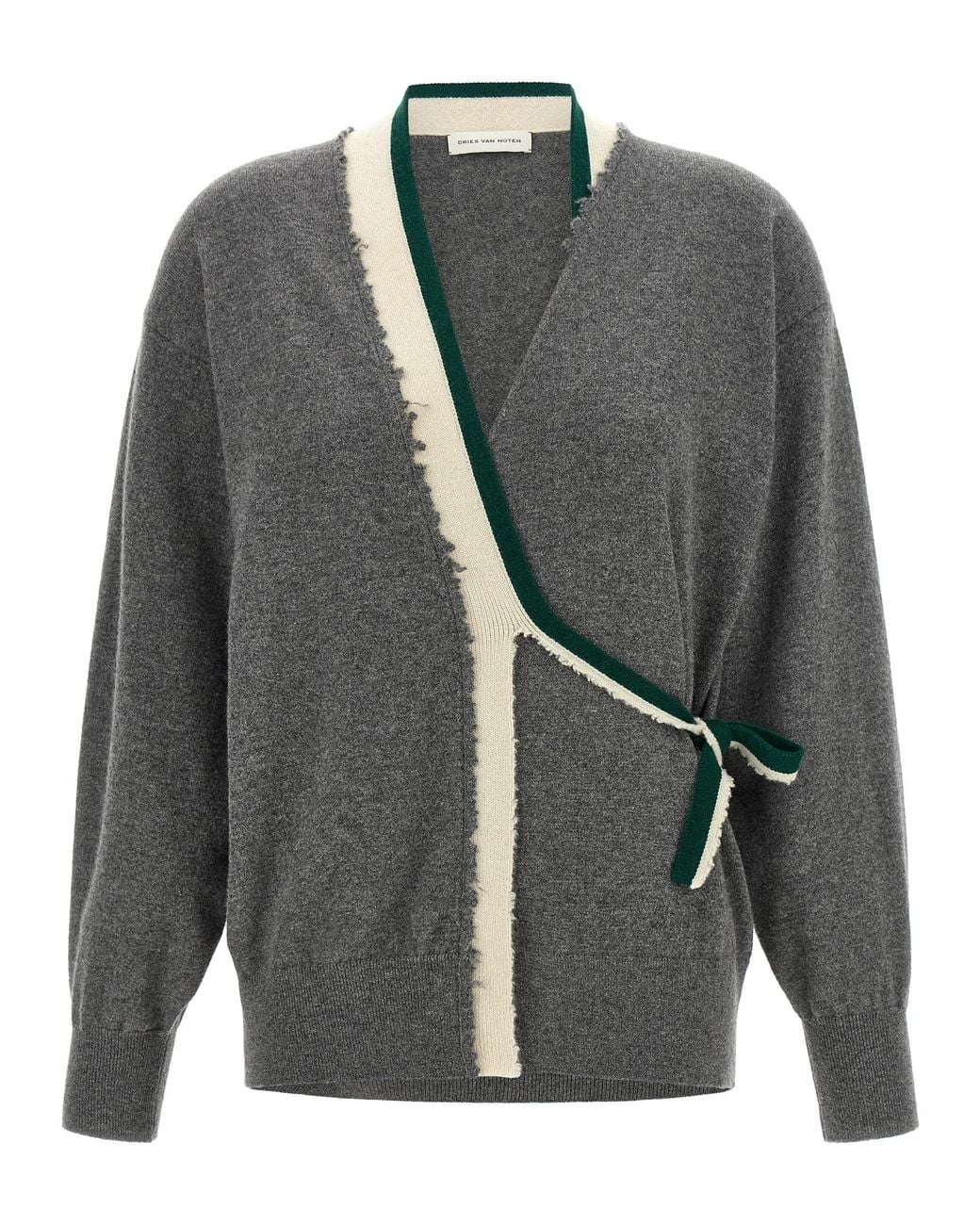 Dries Van Noten Gray 'Toma' Sweater With Crossed Closure