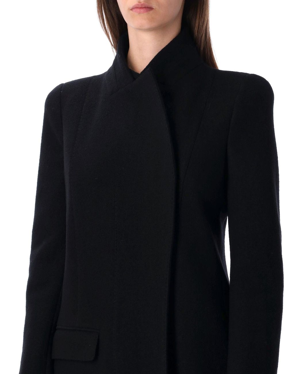 Tom Ford Black Long Wool Coat Blac