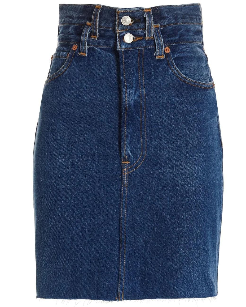 Re/done Blue 'Double Waisted Pencil' Re Done X Levi'S Skirt