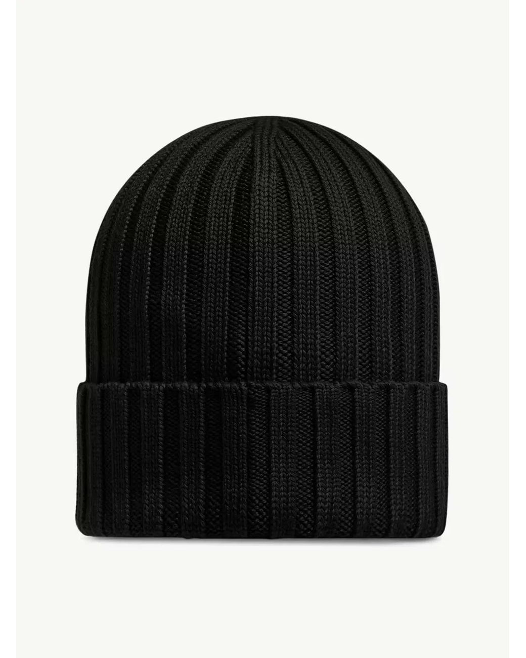 Moncler Black Logo Wool Beanie