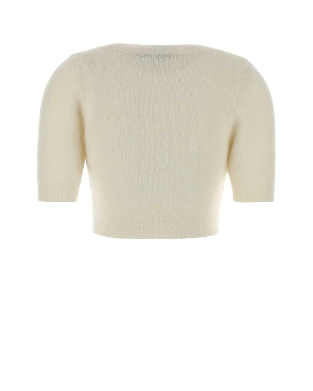 Alessandra Rich White Ivory Mohair Blend Sweater