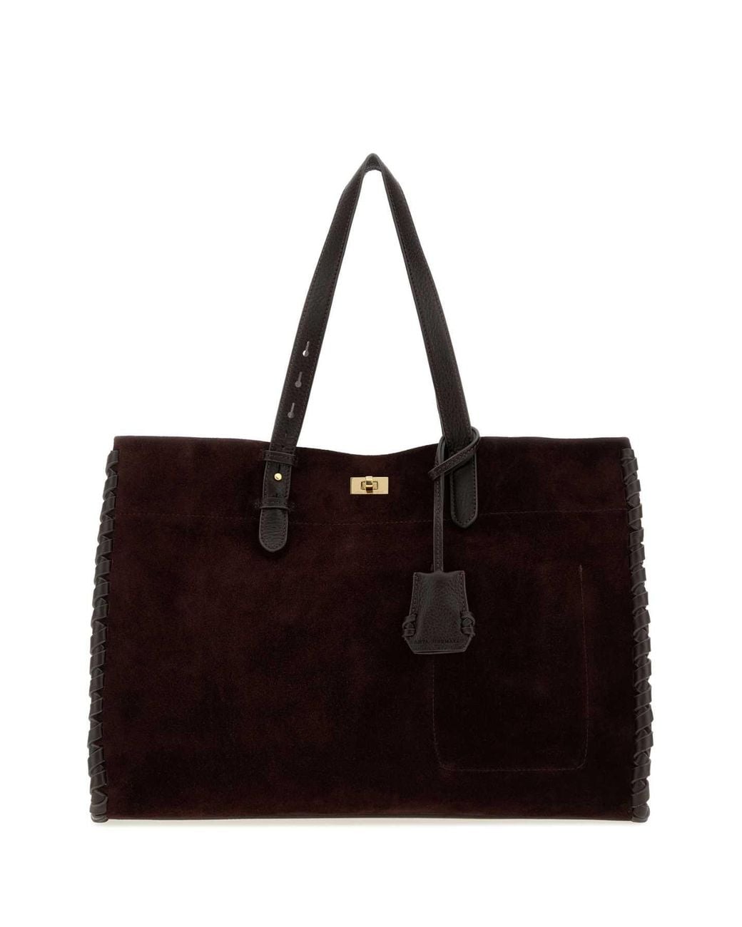 Anya Hindmarch Black Grape Suede Mortimer Shopping Bag