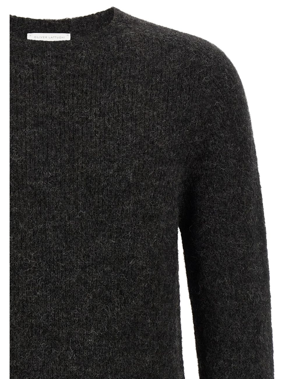 Oliver Lattughi Black Brushed Alpaca Sweater for men