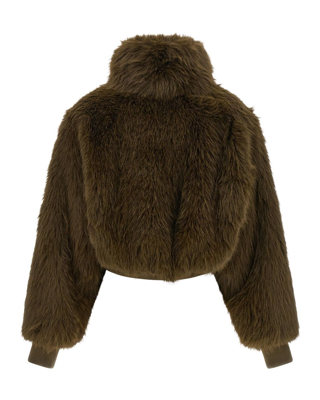 Pinko Green Bomber Jacket With Fur Inserts