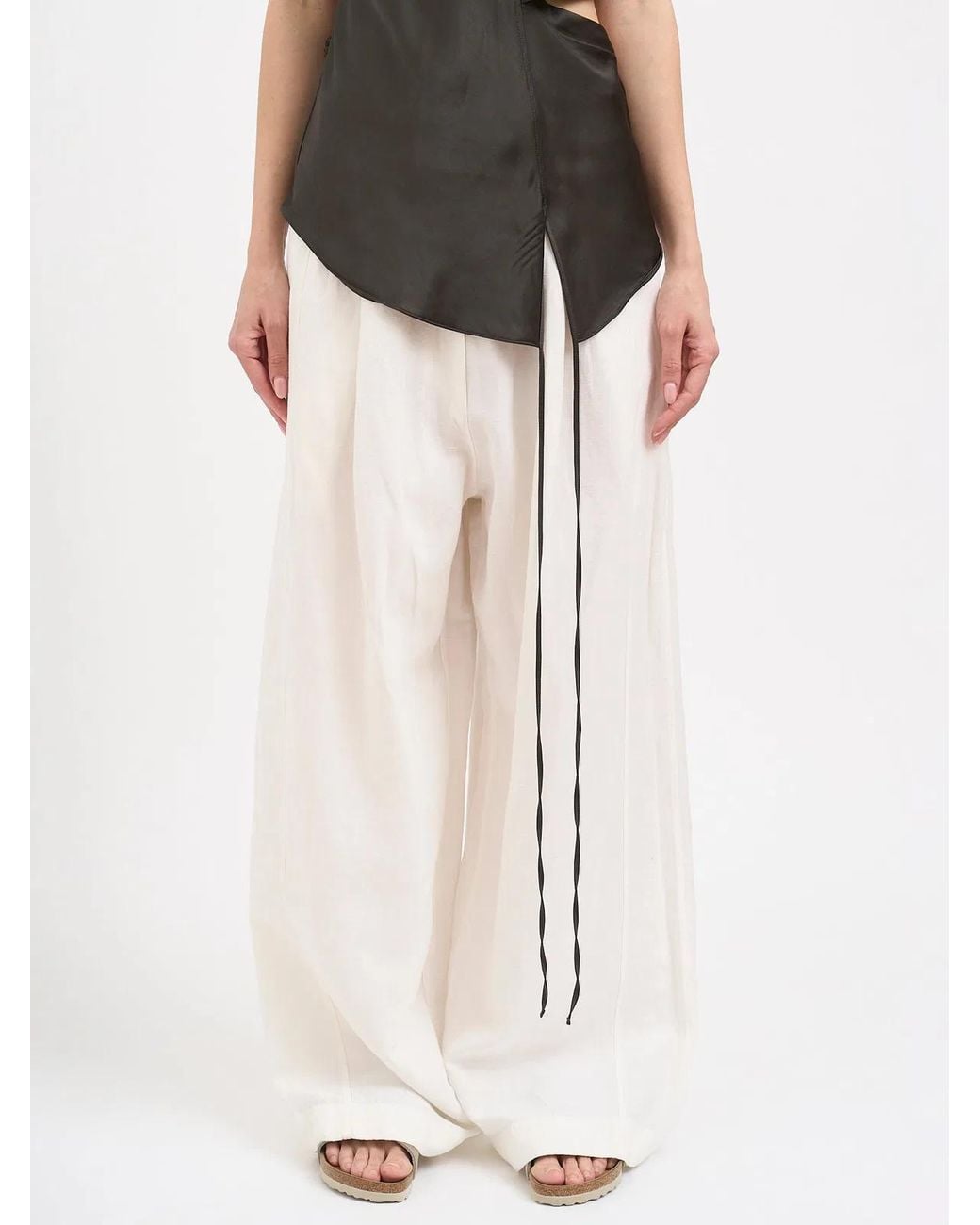 Andrea Ya'aqov Natural Wide-Leg Pants