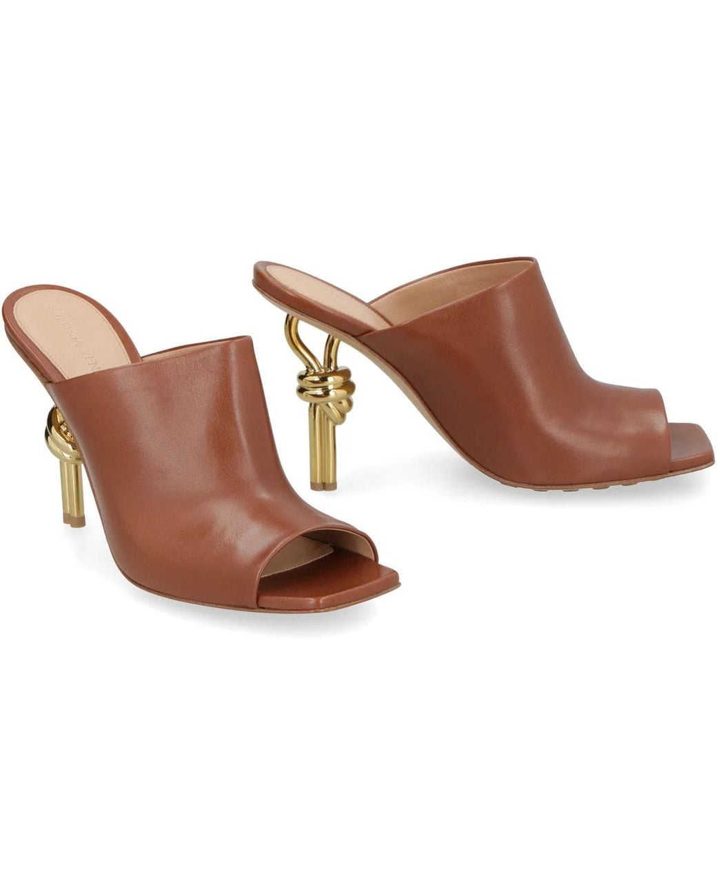 Bottega Veneta Brown Nappa Leather Knot Mules