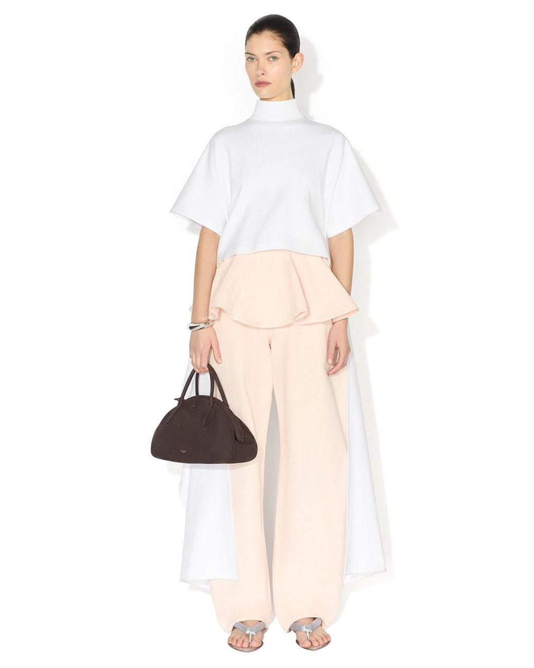 Alaïa White Alaia Asymmetric Cotton T-Shirt