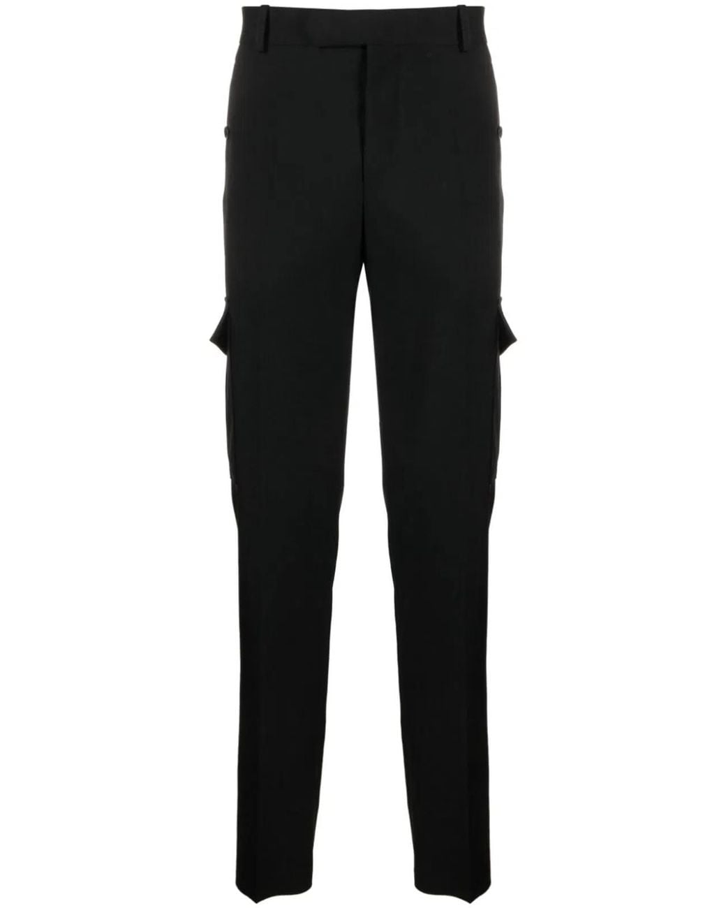 McQueen Black Tailored Tapered Cargo Trousers for men