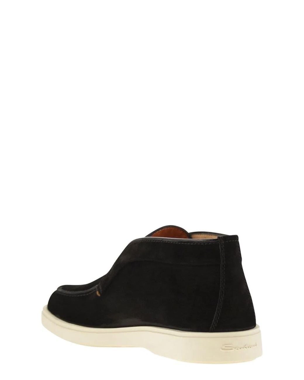 Santoni Black Suede Desert Boot for men