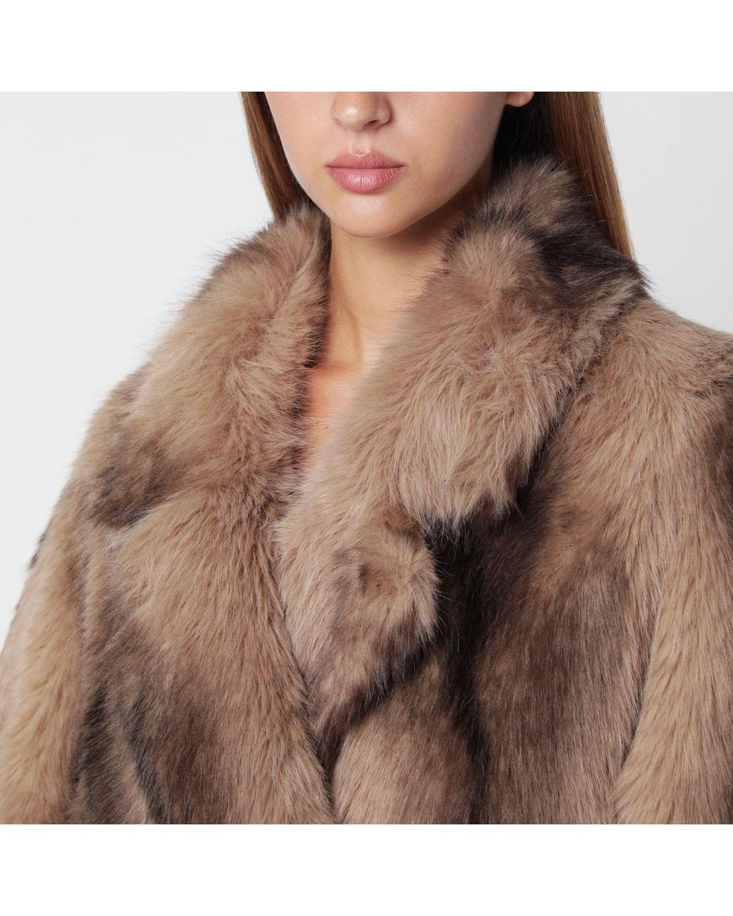 SWD by S.w.o.r.d. Brown Long Shaded Faux Fur Coat