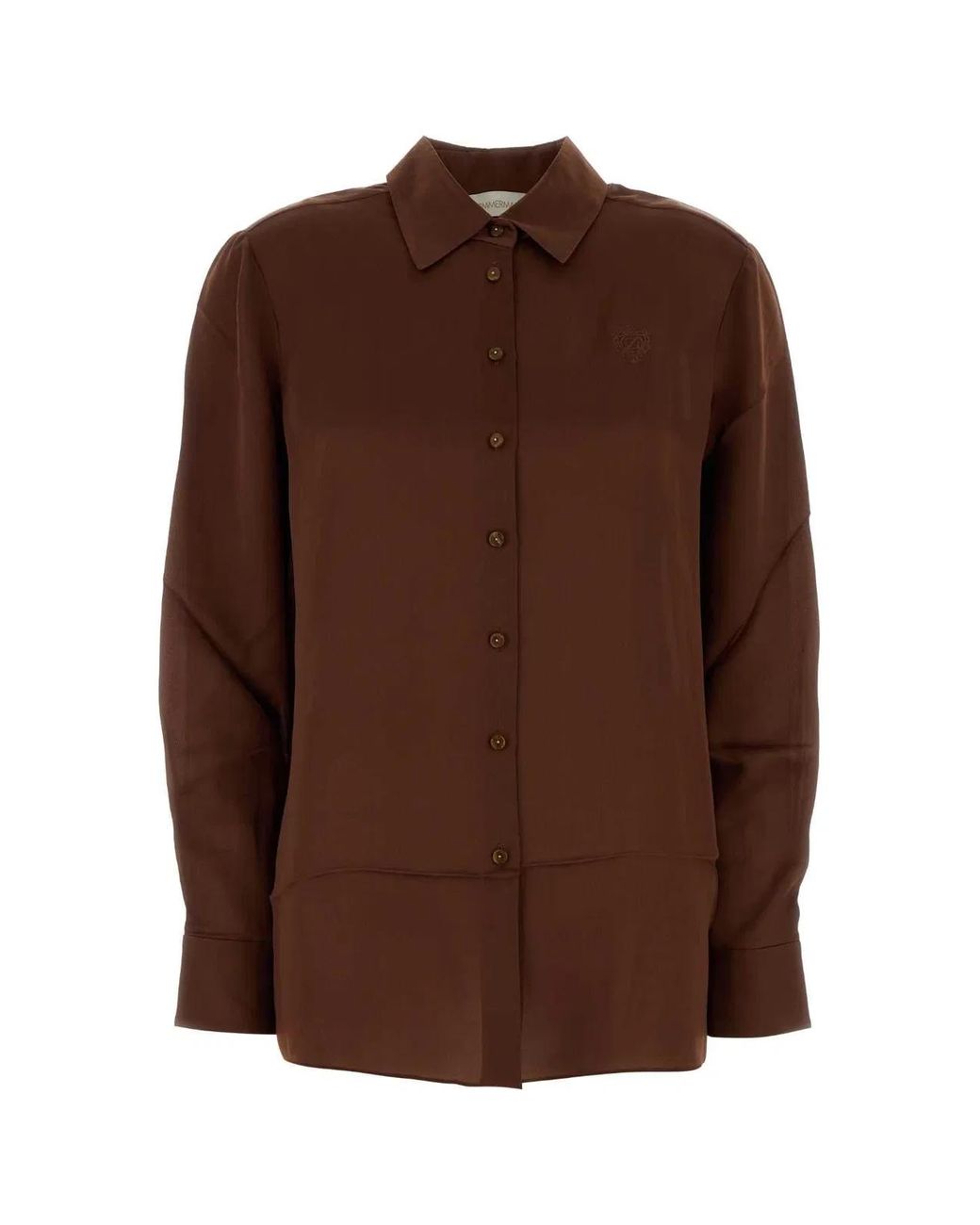 Zimmermann Brown Chocolate Satin Hypnotic Shirt