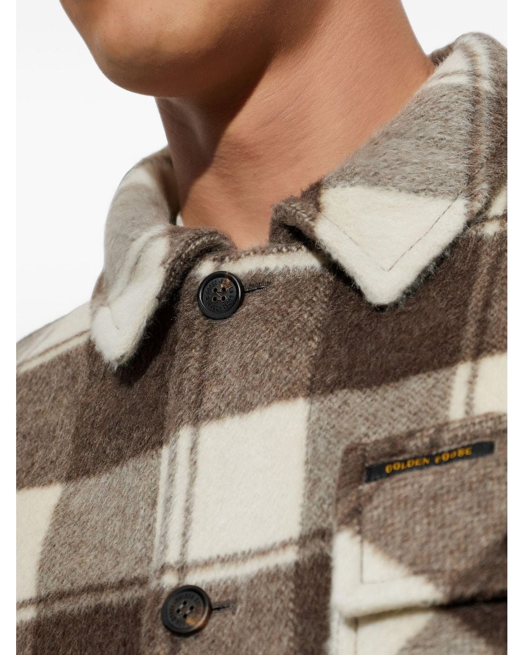 Golden Goose Deluxe Brand Brown Check-Pattern Mohair-Blend Jacket for men