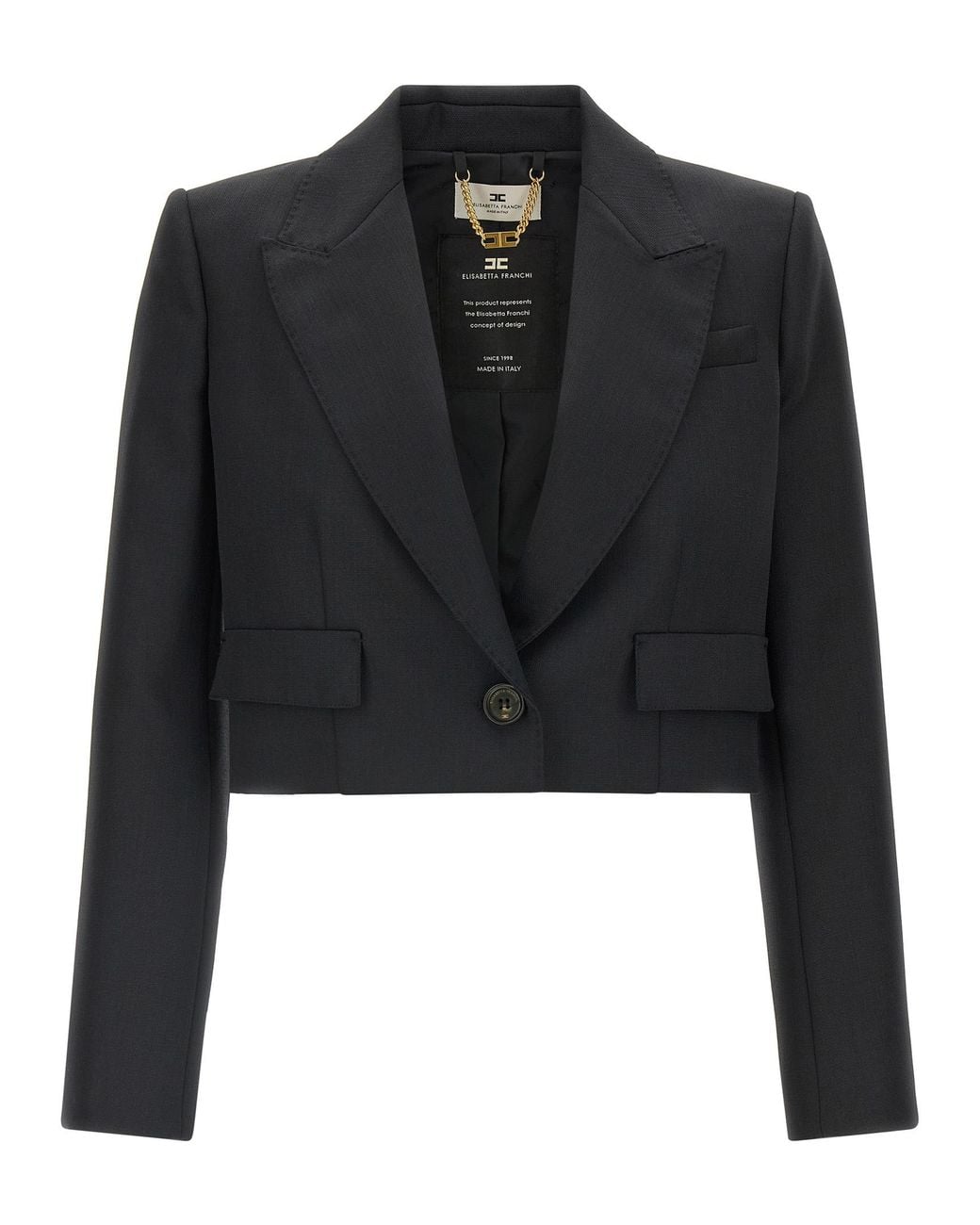 Elisabetta Franchi Black Cropped Blazer