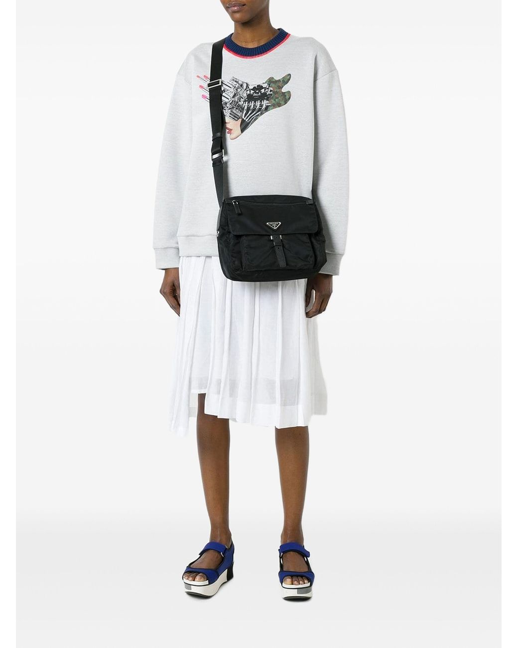 Prada Black Medium Vela Cross-Body Bag