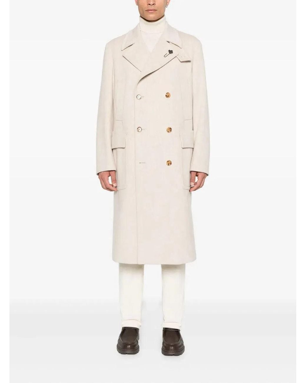 Lardini Natural Wool Virgin Wool Coat for men