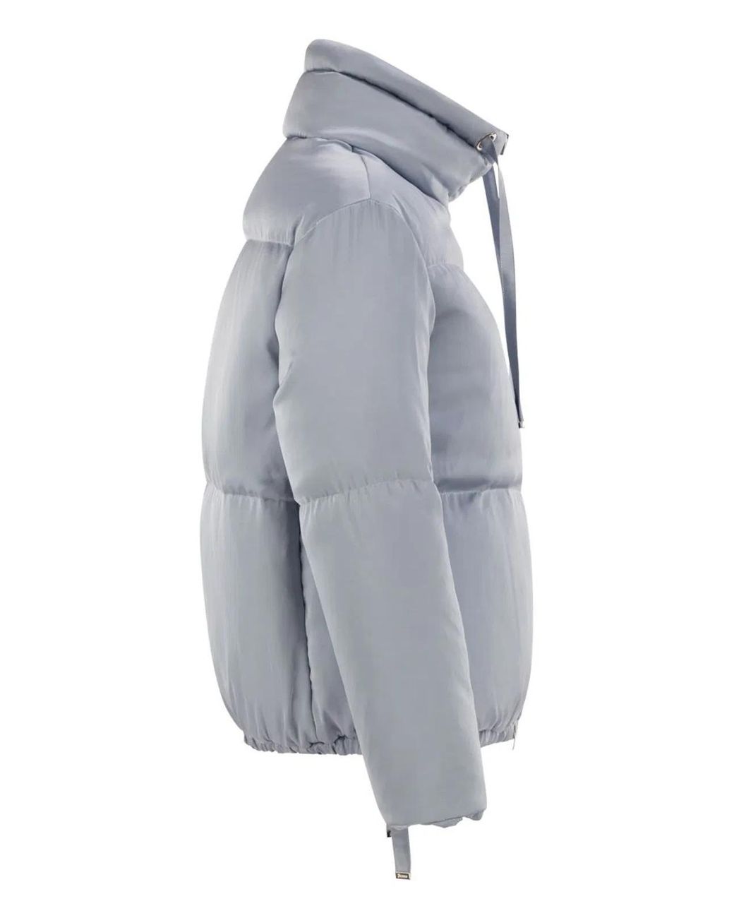 Herno Gray High-Neck Down Jacket With Drawstring Collar