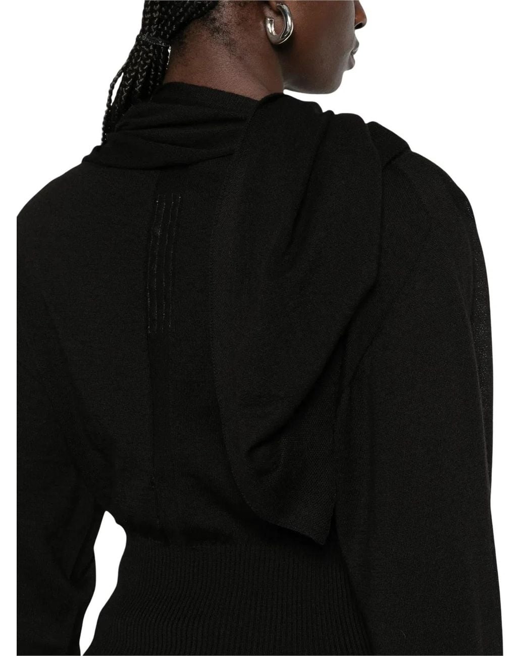 Rick Owens Black Scarf Cropped Asymmetrical Top