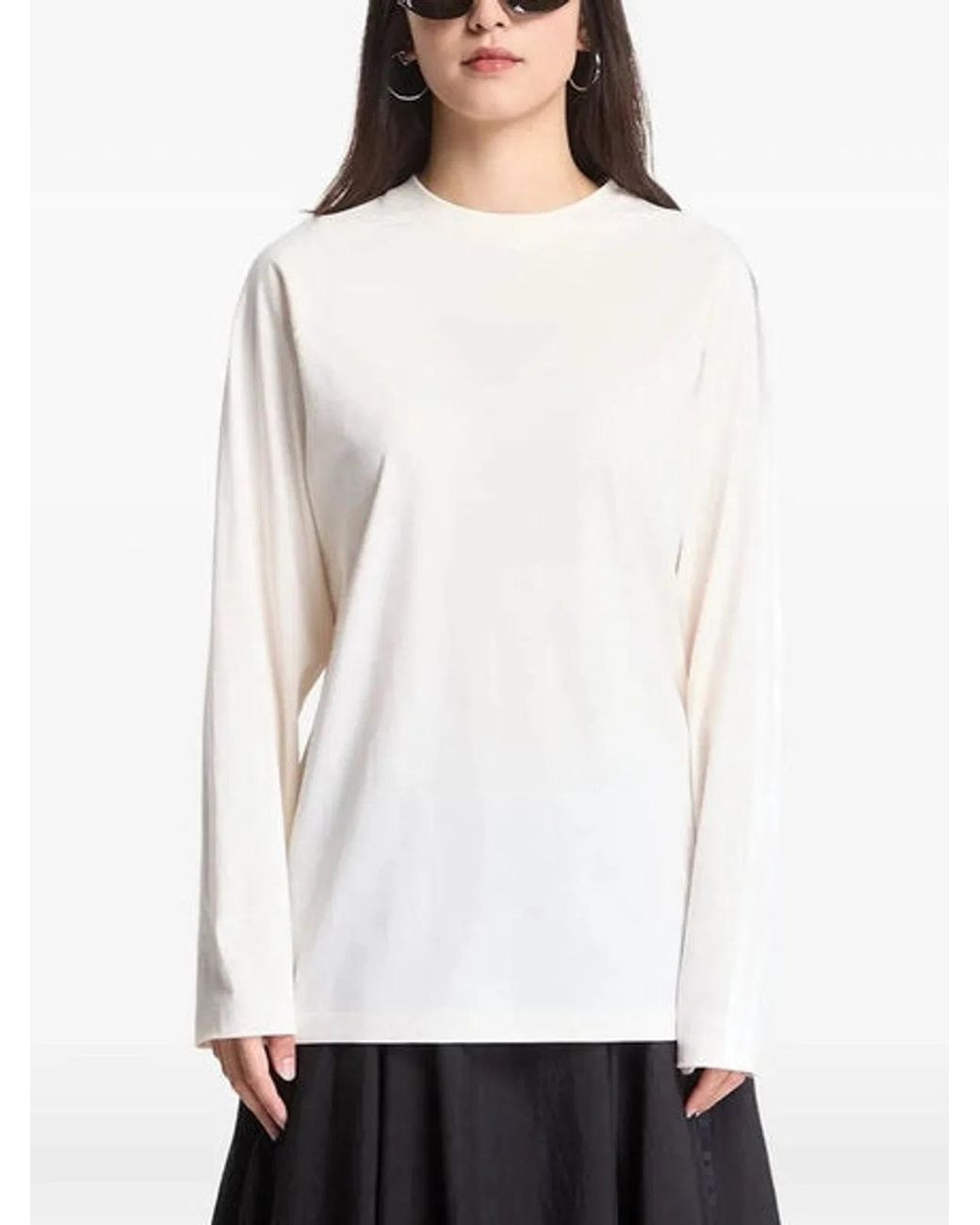 Y-3 White Oversized Graphic Long Sleeve T-Shirt for men