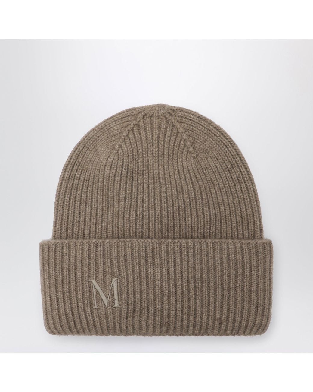 Max Mara Brown Mmretina Initial Ribbed Beanie
