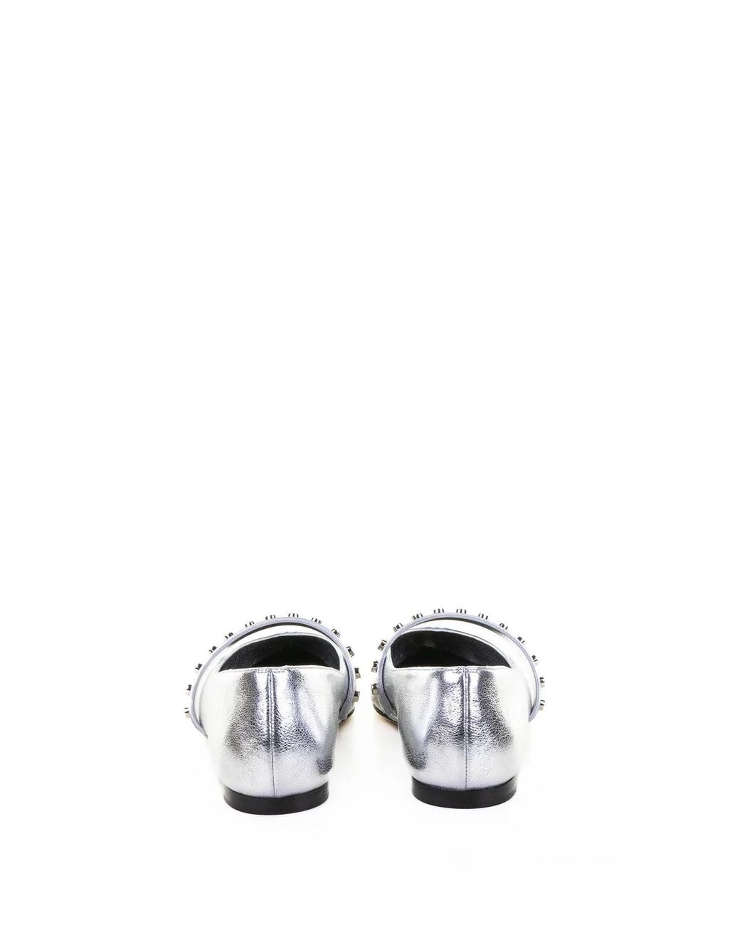 McQueen White Bos Taurus Flat Shoes