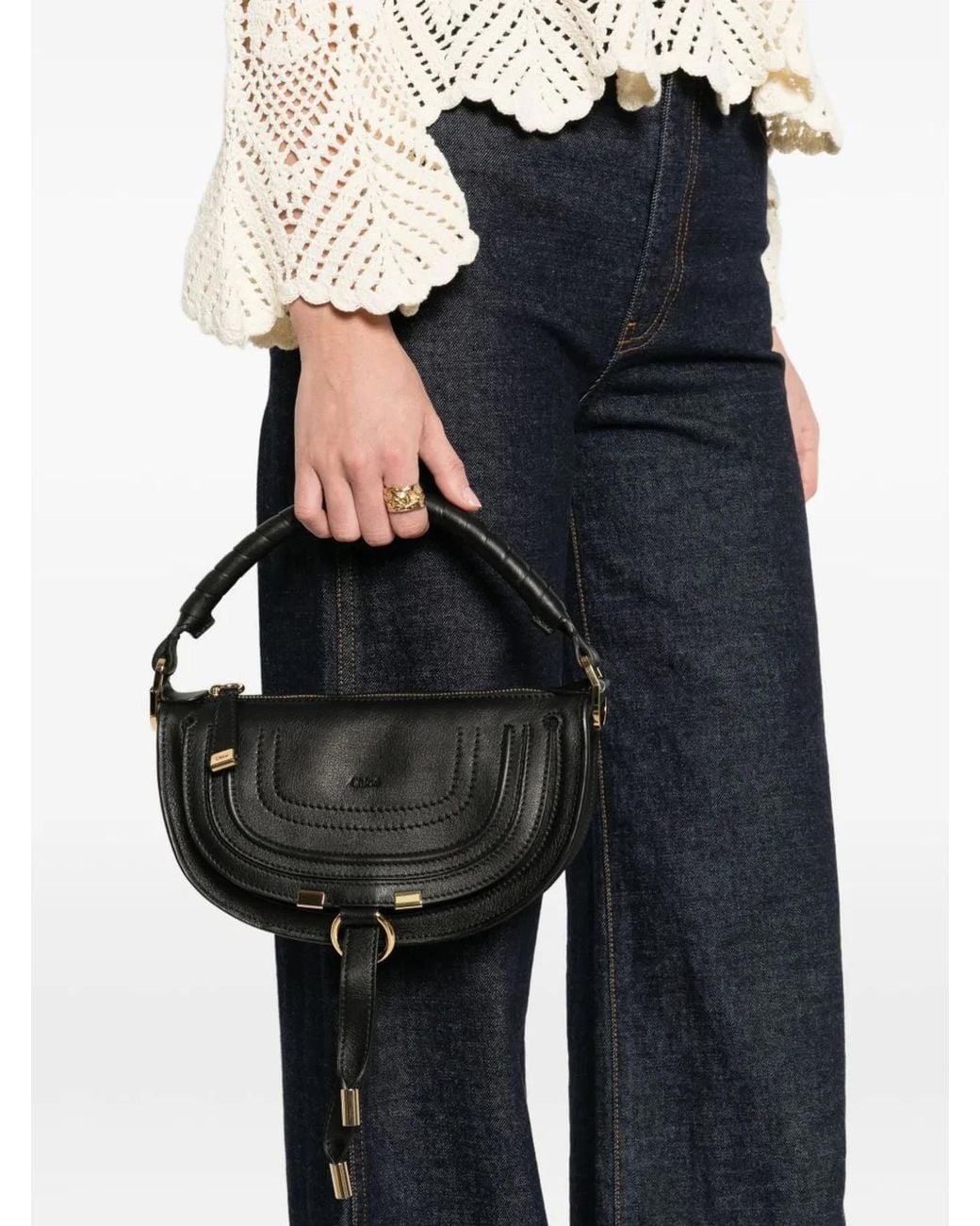 Chloé Black Marcie Leather Shoulder Bag