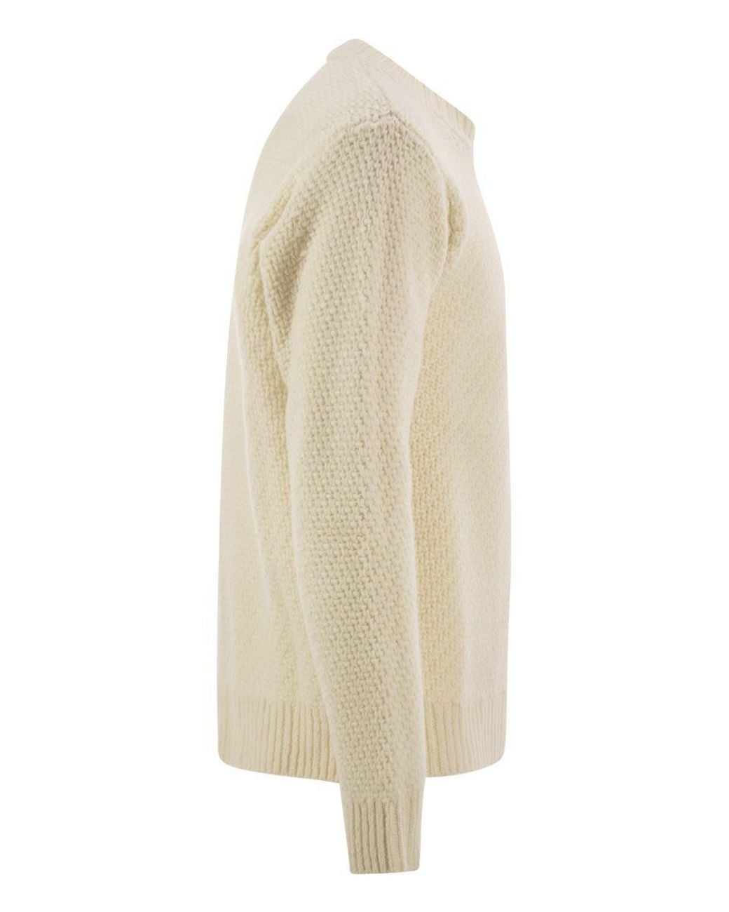 Stone Island Natural Virgin Wool Blend Textured Crew-Neck Jumper for men