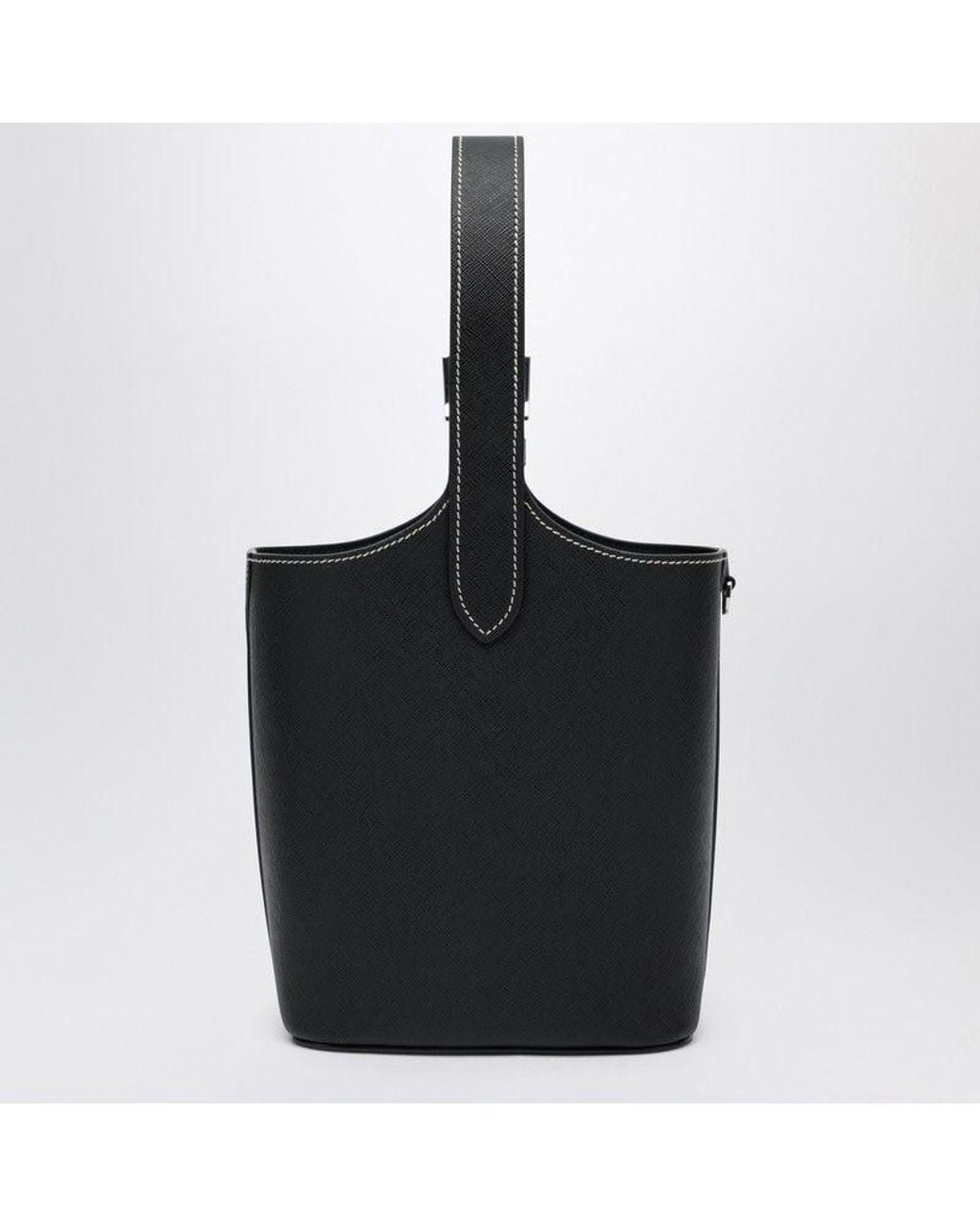 Prada Black Smooth Leather Bucket Bag
