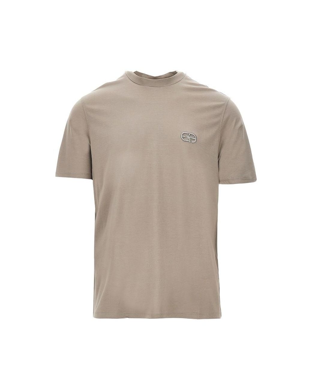 Emporio Armani Gray Lyocell-Blend Jersey T-Shirt With Embroidery for men