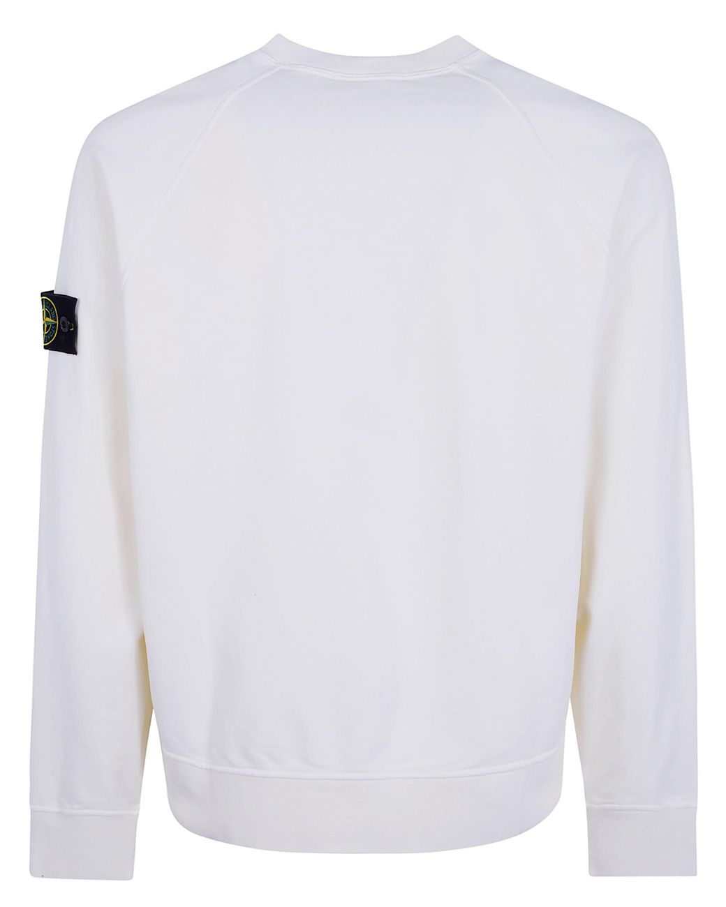 Stone Island White Compass Badge Cotton Crew Neck Sweatshirt for men