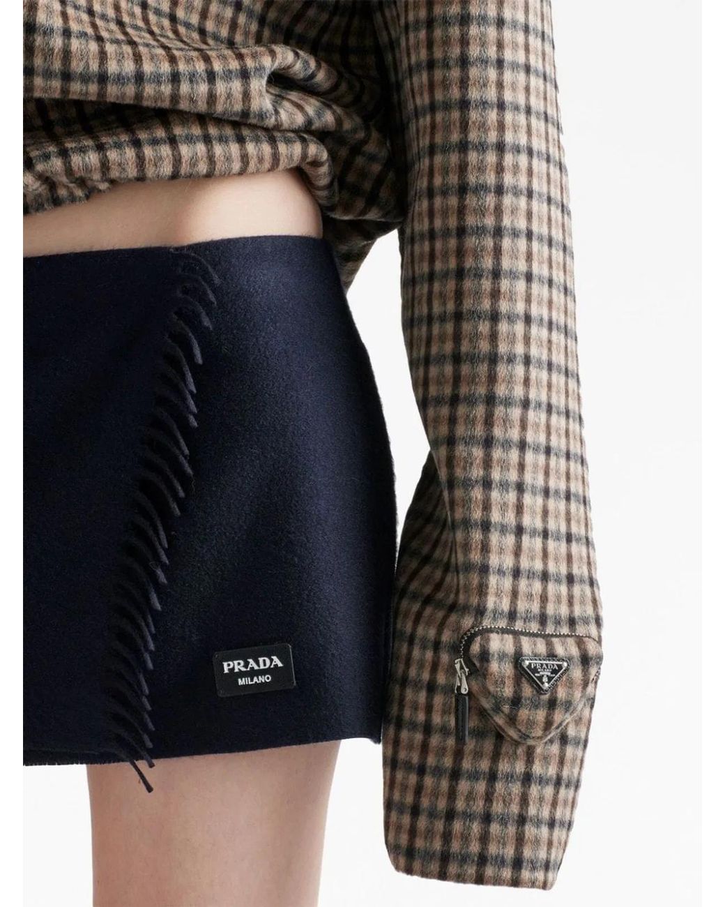 Prada Gray Checked Cashgora Sweater