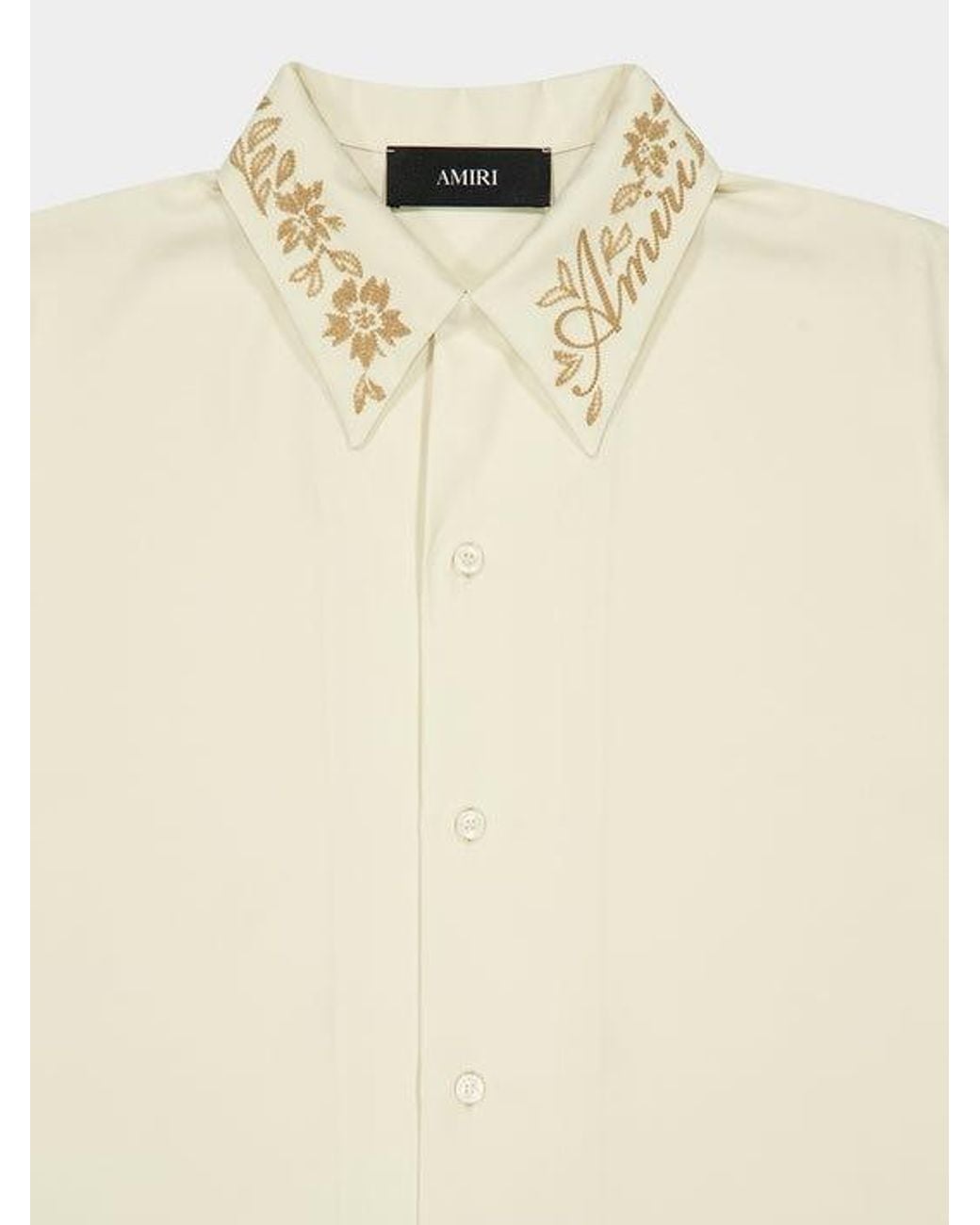 Amiri White Reg Fit Floral Collar Shirt for men