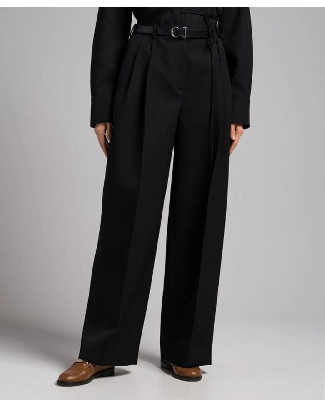 Jil Sander Blue Long Relaxed Wide Leg Pleated Pant