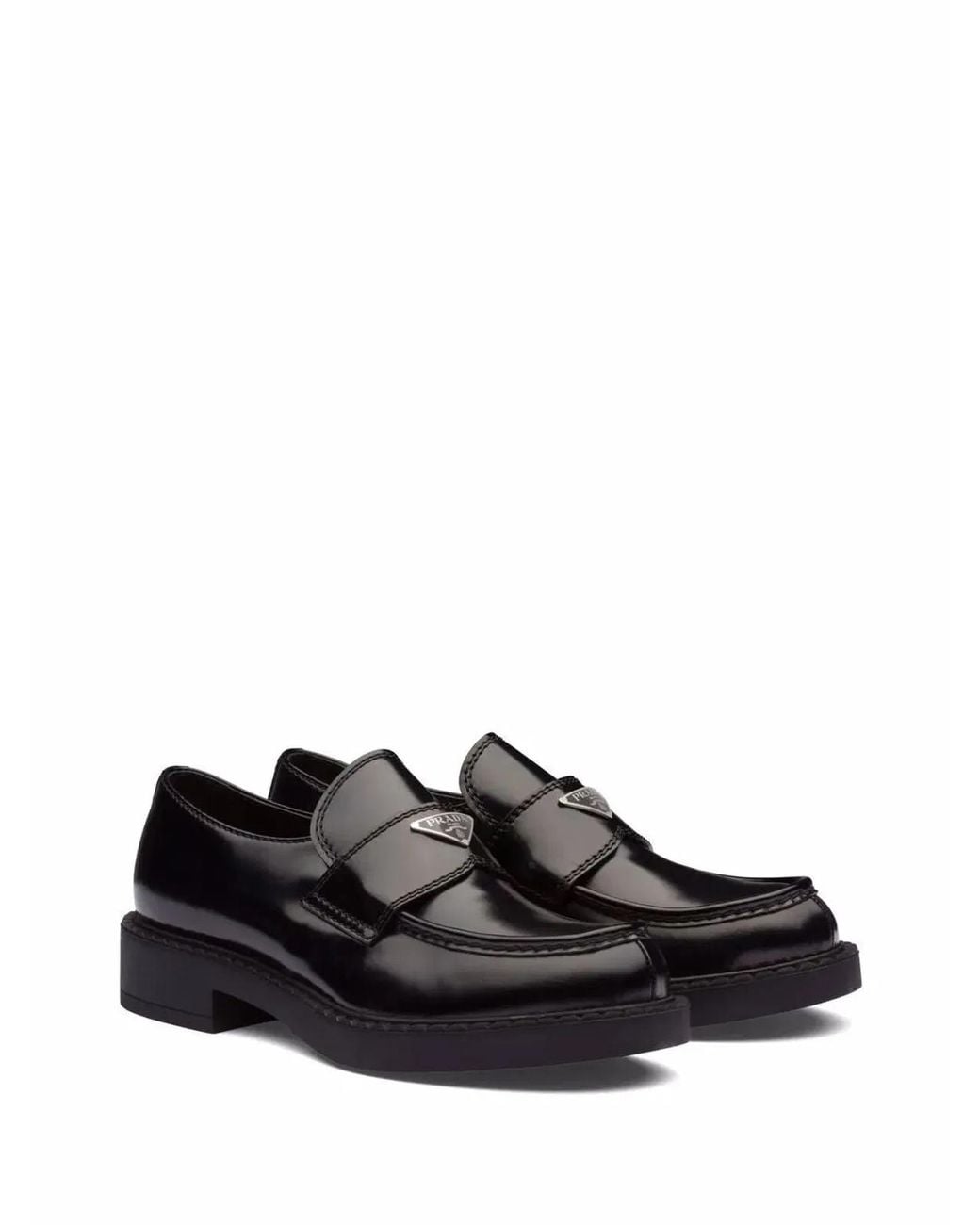 Prada Black Leather Chocolate Loafers for men