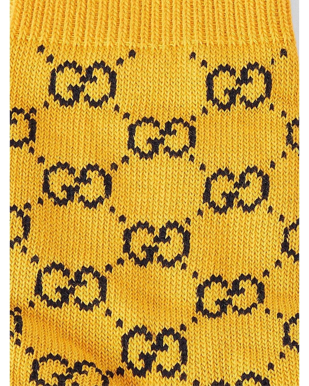 Gucci Yellow Monogram Logo Socks