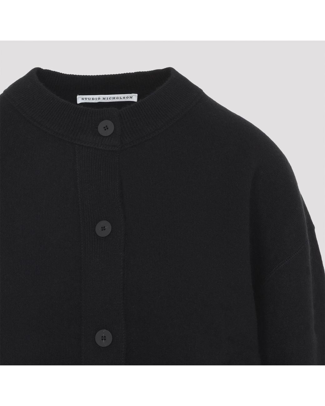 Studio Nicholson Black Arvine Crewneck Cardigan
