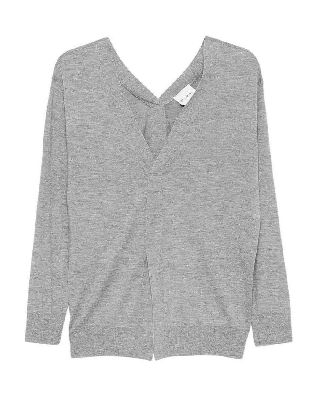 Sa Su Phi Gray Front And Back V-Neck Sweater