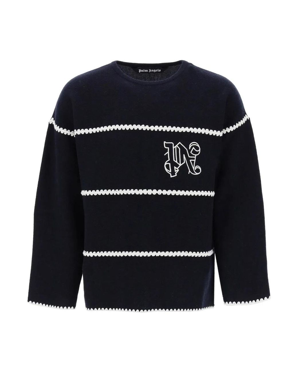 Palm Angels Black Knit Wool Blend Pullover for men