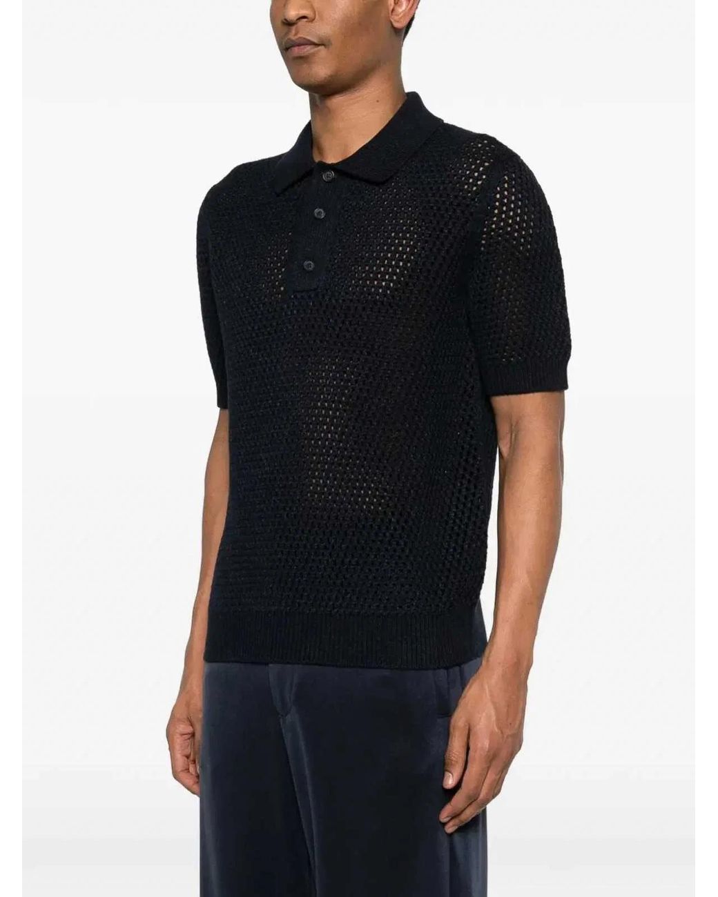 Prada Black Cotton Linen Polo Neck for men