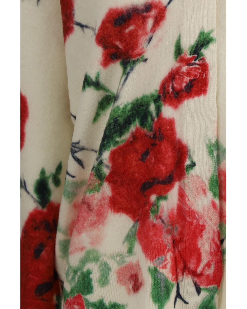 Blumarine White Wool And Cashmere Sweater With Applied Roses