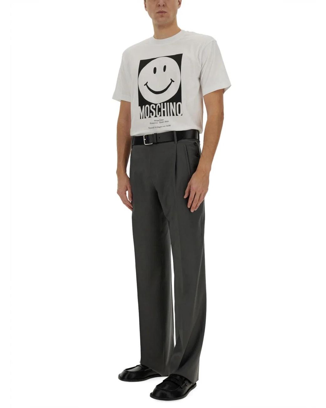 Moschino Couture Gray Logo Print Tshirt for men