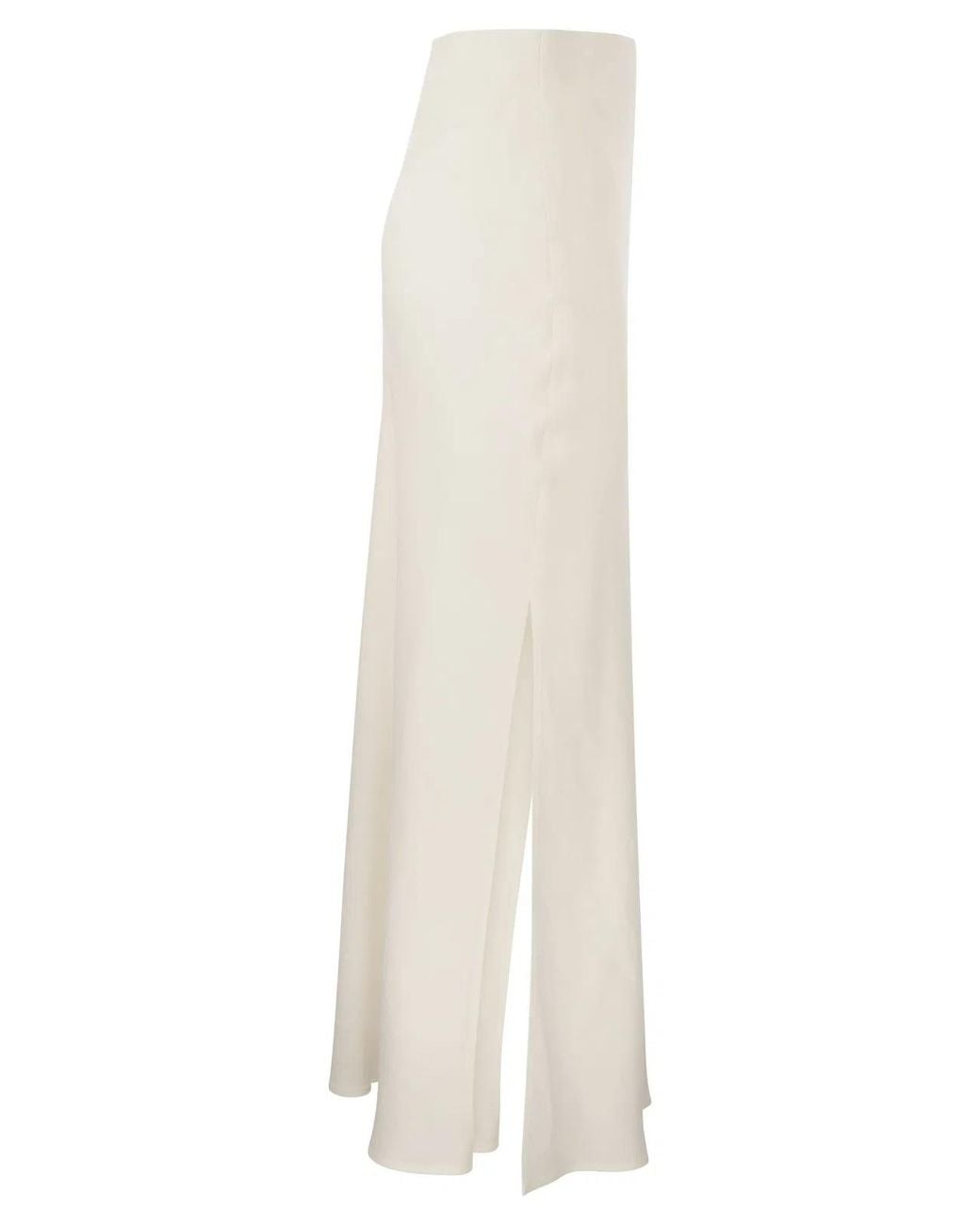 Brunello Cucinelli White Viscose And Linen Long Pencil Skirt