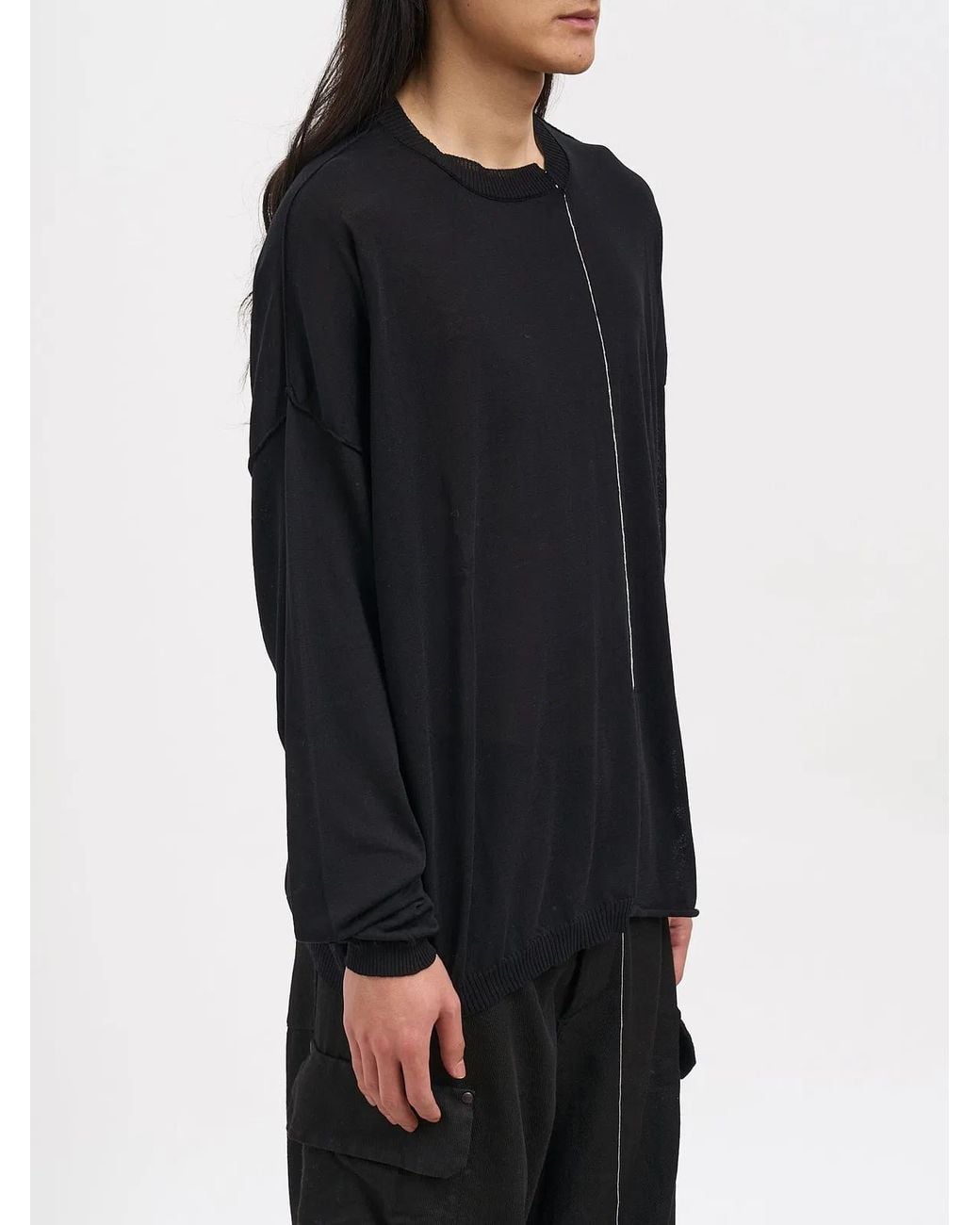 Isabel Benenato Black Cotton Crew Neck Sweater for men