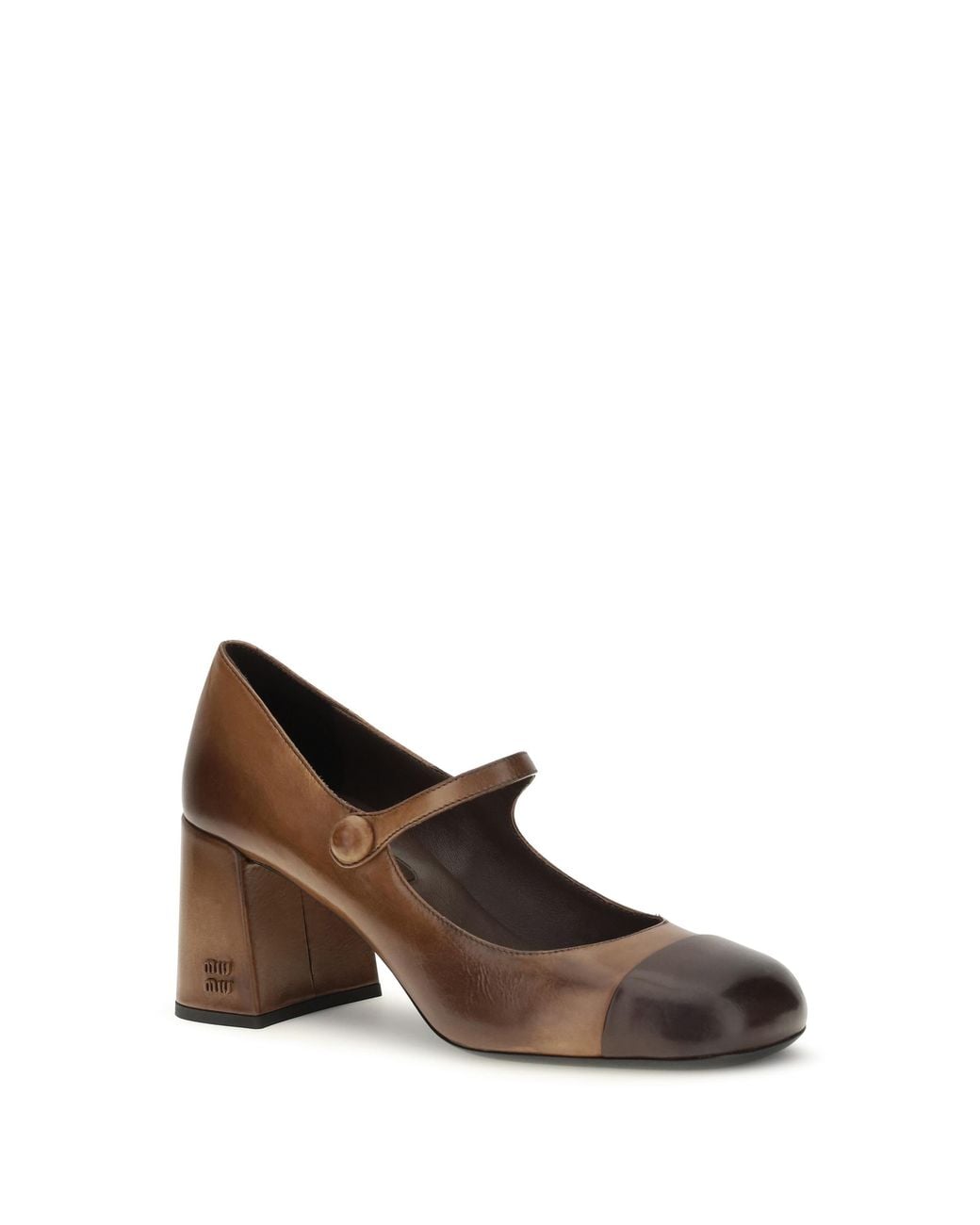 Miu Miu Brown Leather Mary Jane Ballerinas