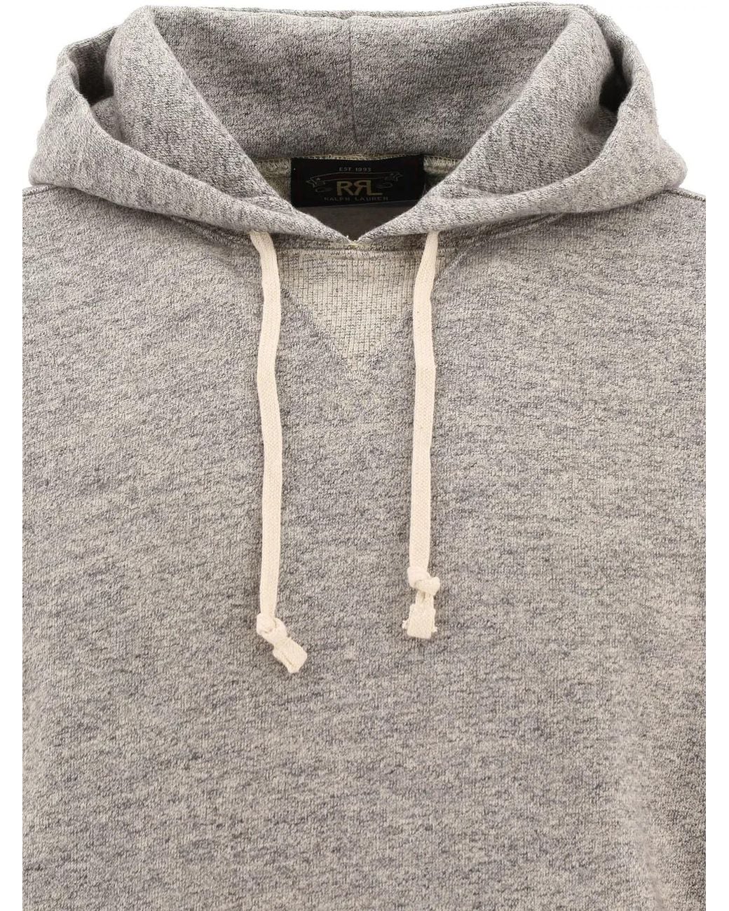 RRL Gray "Popover" Hoodie for men