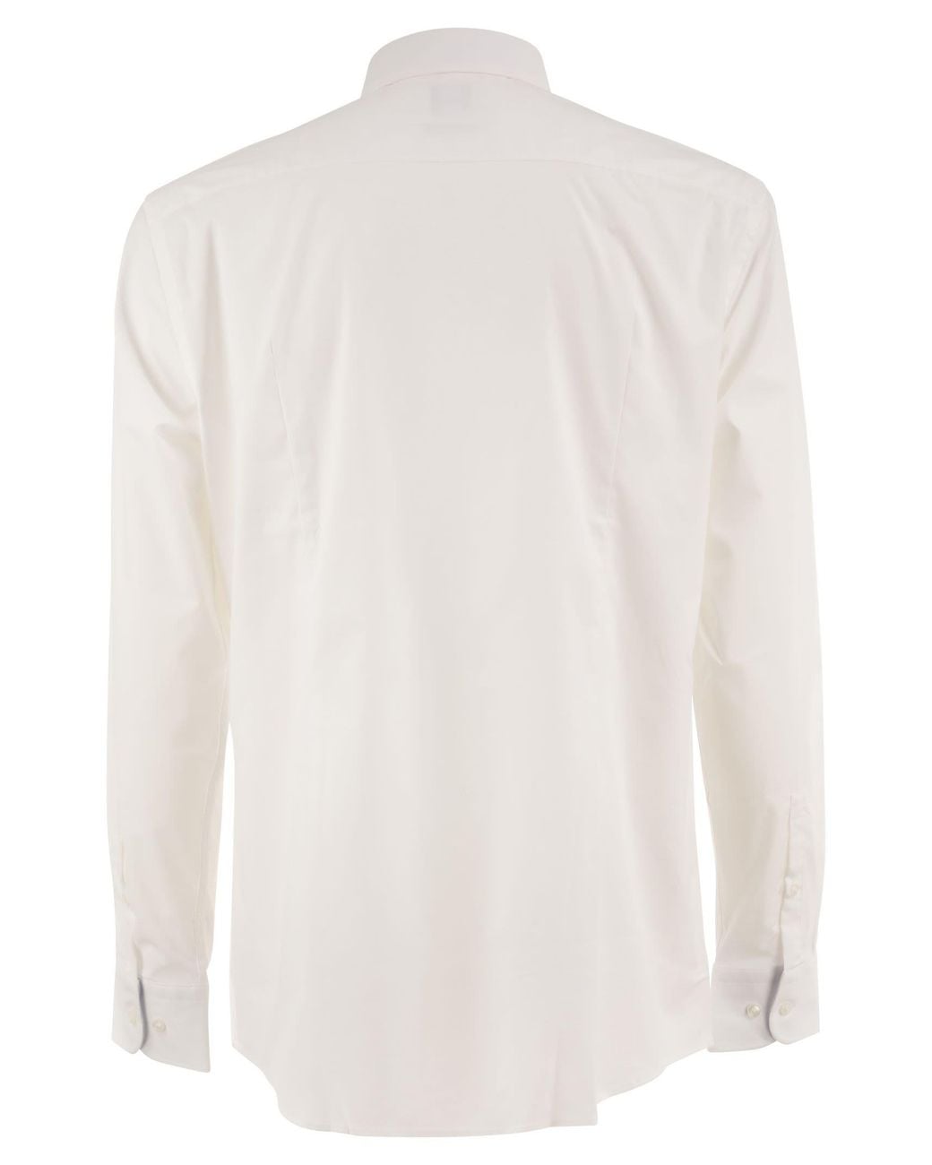 Boss White Stretch Cotton Shirt for men