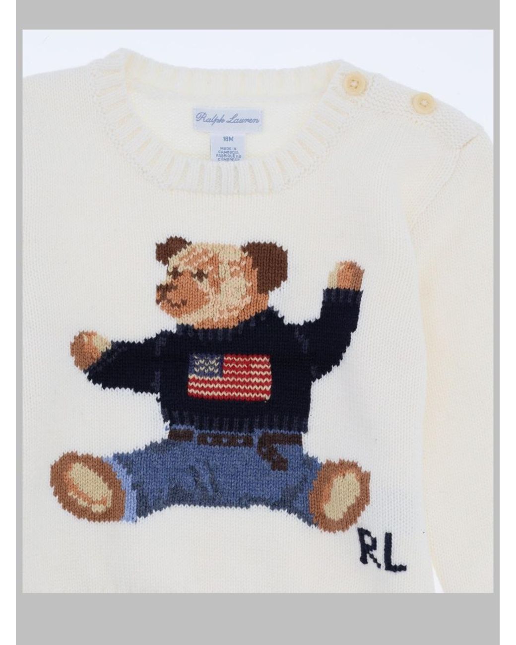 Polo Ralph Lauren White Baby Bear Graphic Sweater