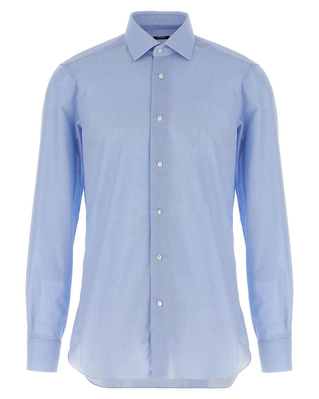Barba Napoli Blue Honeycomb Cotton Shirt for men